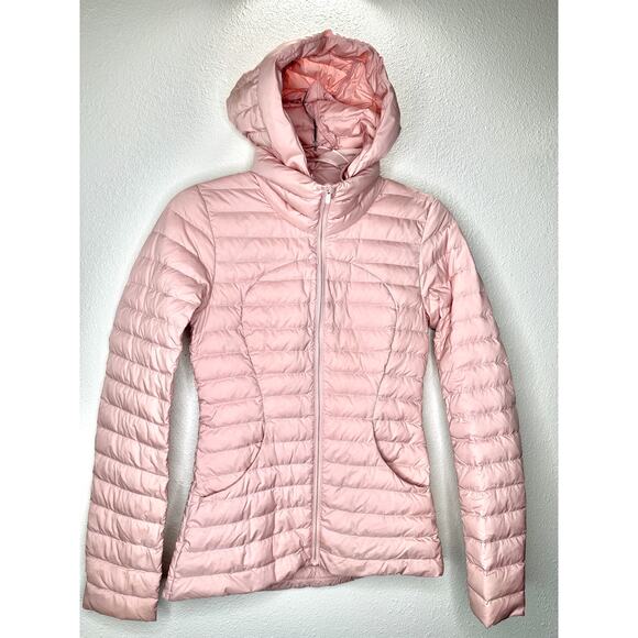 Lululemon Pack It Down Pink Puffer Hooded Jacket with Bag - Picture 1 of 16